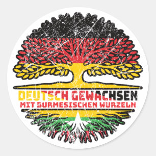 Myanmar Birma Myanmar Deutsch Deutschland Baum Classic Round Sticker