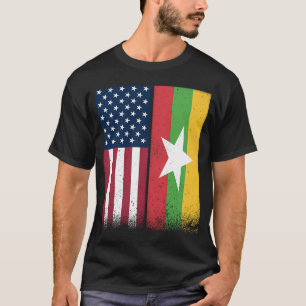 Myanmar Burmese American Flags Proud USA Myanmar T-Shirt