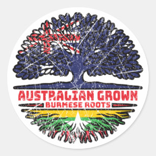 Myanmar Burmese Australian Australia Tree Roots Classic Round Sticker