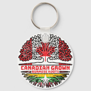Myanmar Burmese Canadian Canada Tree Roots Flag Key Ring