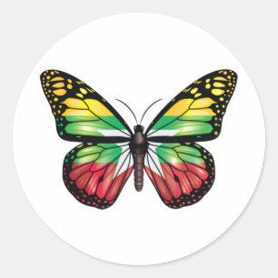 Myanmar butterfly monarch flag classic round sticker