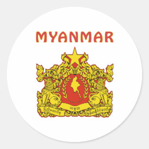 Myanmar Coat Of Arms Classic Round Sticker