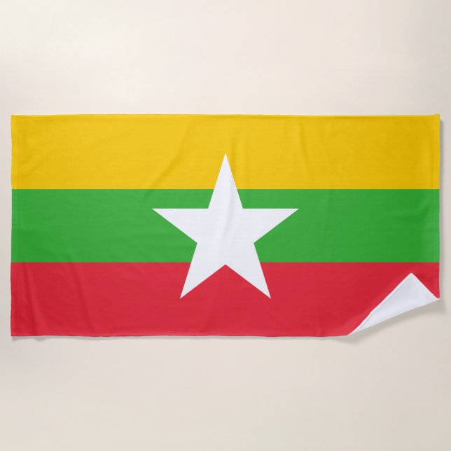 Myanmar Flag Beach Towel (Front)
