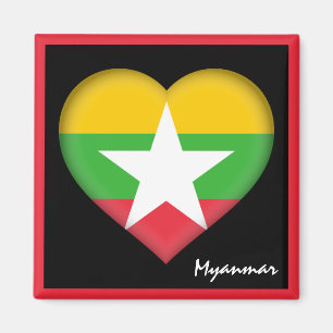 Myanmar flag & Heart holiday, travel /sports Magnet