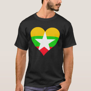 Myanmar Flag Heart Myanmar Love Myanmar T-Shirt
