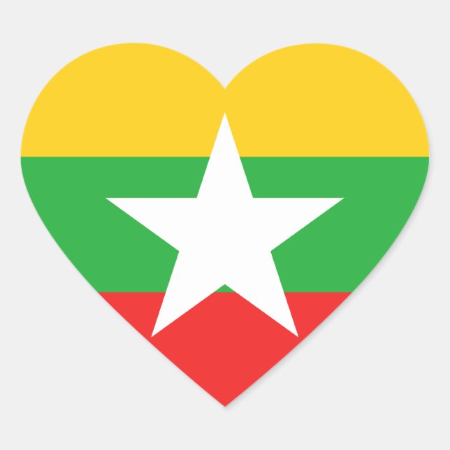 Myanmar Flag Heart Sticker (Front)