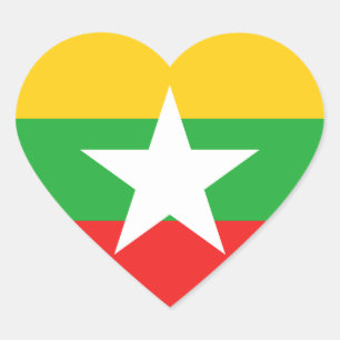 Myanmar Flag Heart Sticker