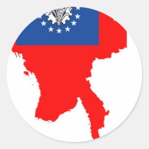Myanmar flag map classic round sticker