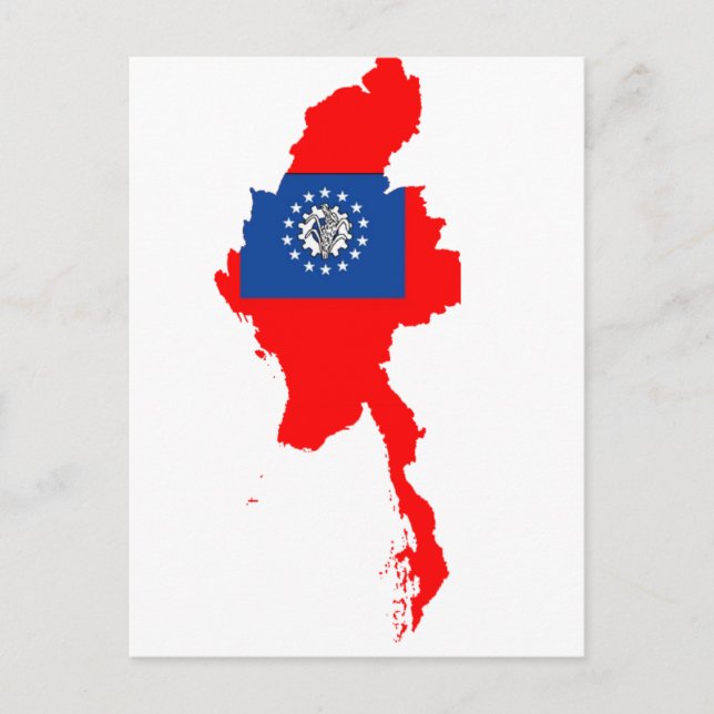 Myanmar flag map postcard (Front)