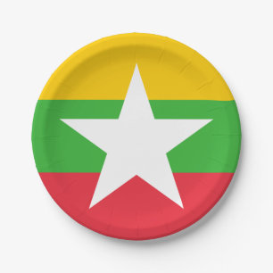 Myanmar Flag Paper Plate