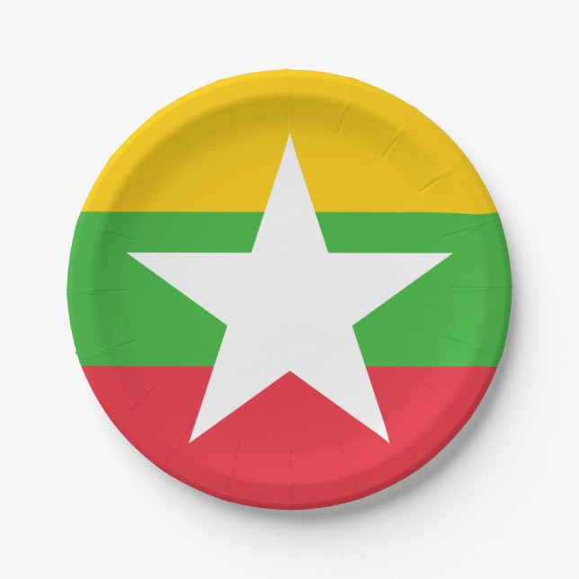 Myanmar Flag Paper Plate (Front)