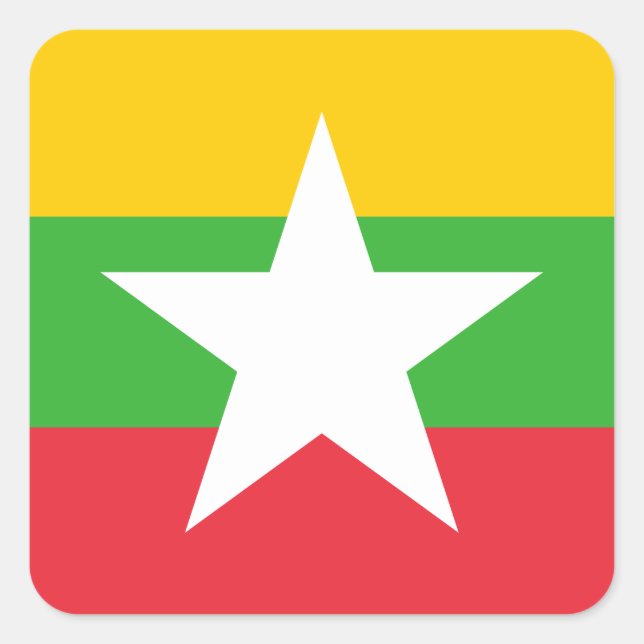 Myanmar Flag Square Sticker (Front)