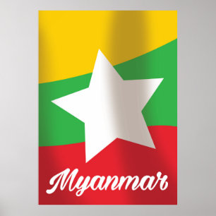 Myanmar Flag travel poster