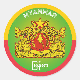 Myanmar Heritage Emblem Classic Round Sticker