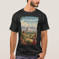 Myanmar Illustration Travel Art Vintage