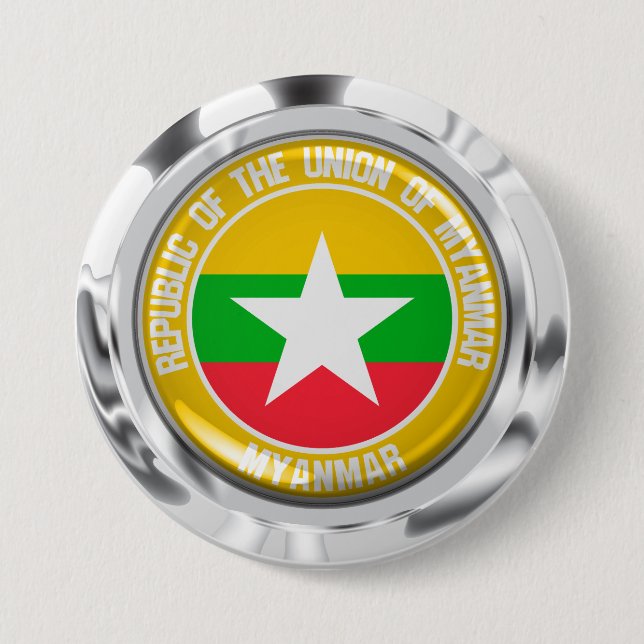 Myanmar Round Emblem 7.5 Cm Round Badge (Front)