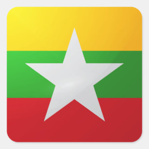 Myanmar square glossy flag sticker