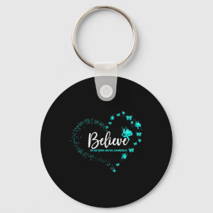 Myasthenia Gravis Awareness Butterfly Believe Key Ring