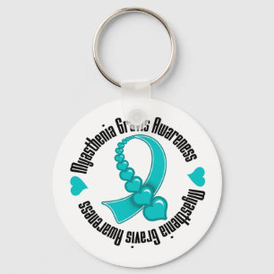 Myasthenia Gravis Awareness Cascading Hearts Key Ring