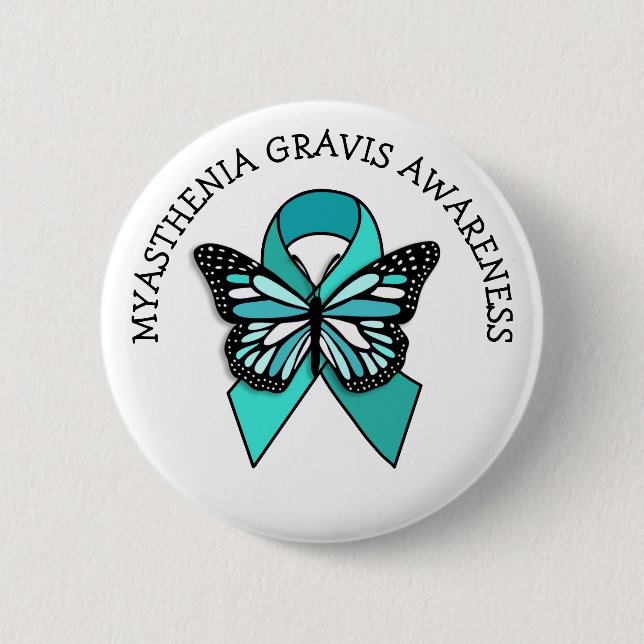 Myasthenia Gravis Awareness Ribbon Butterfly 6 Cm Round Badge (Front)