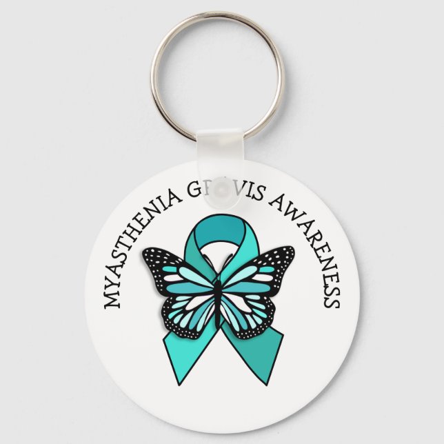 Myasthenia Gravis Awareness Ribbon Butterfly   Key Ring (Front)