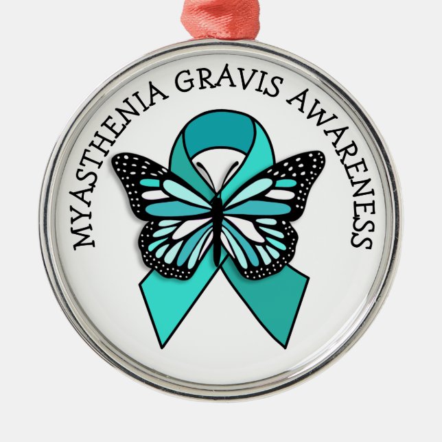 Myasthenia Gravis Awareness Ribbon Butterfly   Metal Ornament (Front)