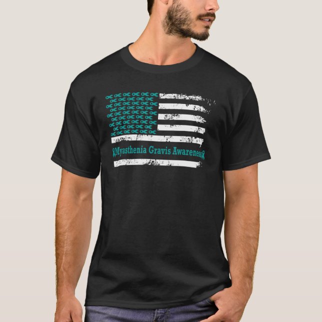 Myasthenia Gravis Awareness USA Flag American Supp T-Shirt (Front)