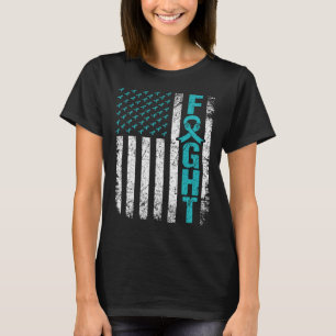 Myasthenia Gravis Fight USA Flag Teal MG Awareness T-Shirt