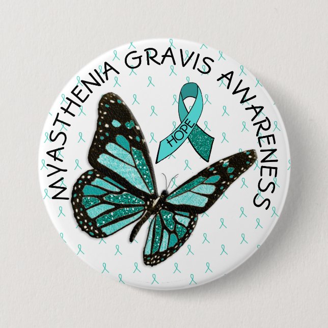 Myasthenia Gravis Hope Awareness Button Butterfly (Front)
