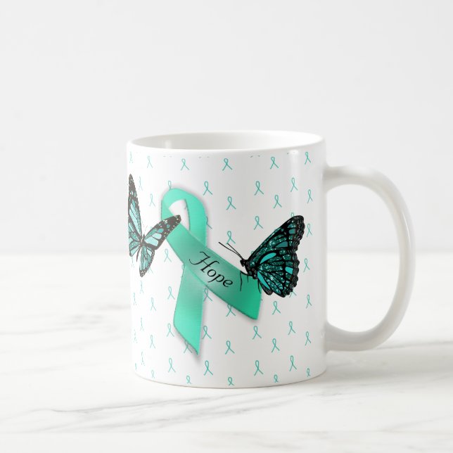 Myasthenia Gravis Hope Teal Ribbons Coffee Mug (Right)