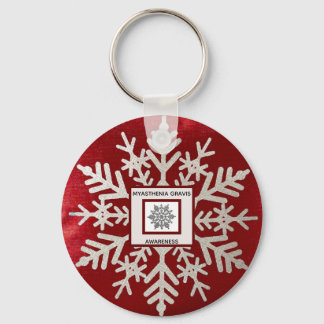 Myasthenia Gravis Red Snowflake Awareness Keychain