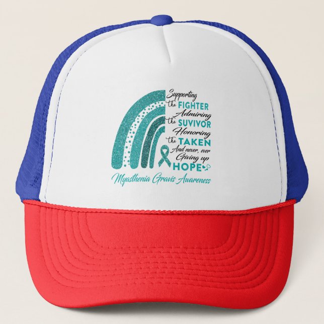 Myasthenia Gravis Warrior Supporting Fighter Trucker Hat (Front)