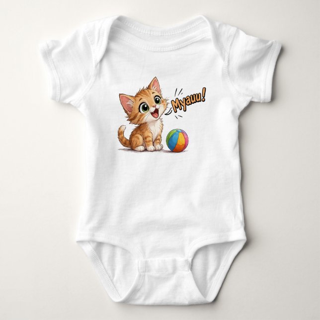 “Myauu!” Kitten Baby Bodysuit (Front)
