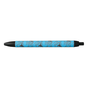 Mycenaean Greek Inspired Blue Octopus Black Pen