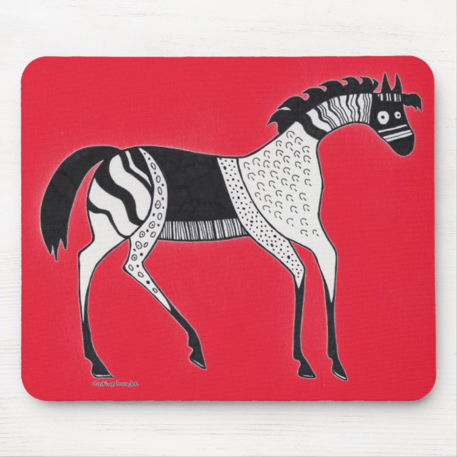 Mycenaean Greek Inspired Red Horse Mouse Pad (Front)