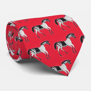 Mycenaean Greek Inspired Red Horse Neck Tie