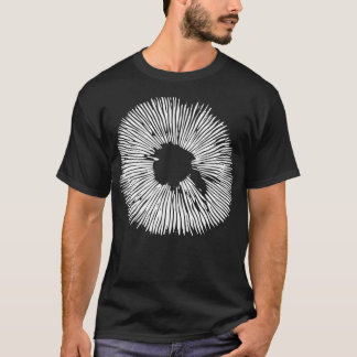 Mycology Mushroom Spore Print Stencil on black T-Shirt