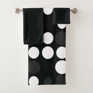 Mydeas   Black & White Gray Retro Dots Bath Towel Set