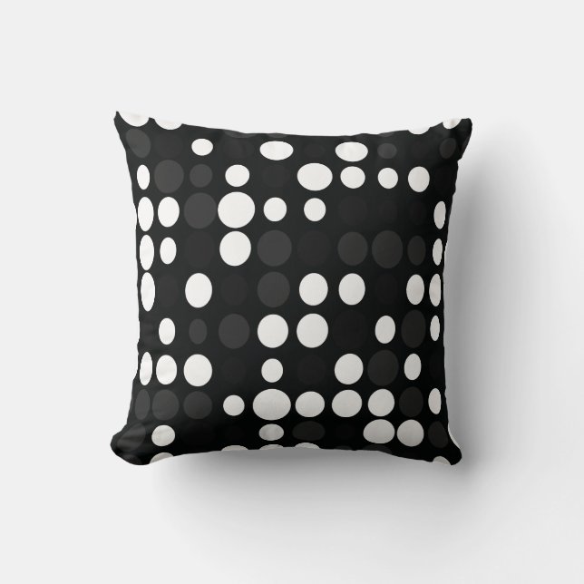 Mydeas | Black & White Grey Retro Dots Cushion (Front)
