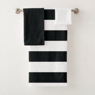 Mydeas Black & White Thick Stripes Bath Towel Set