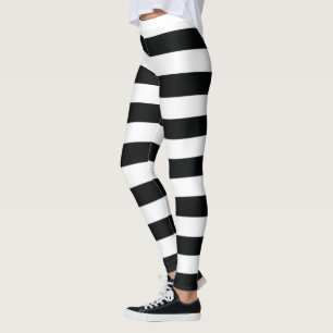 Mydeas   Black & White Thick Stripes Leggings
