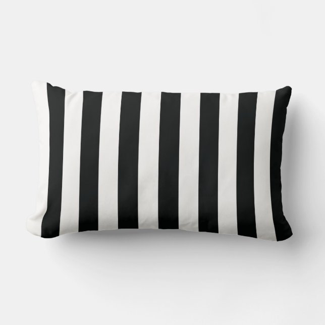 Mydeas | Black & White Thick Stripes Lumbar Cushion (Front)