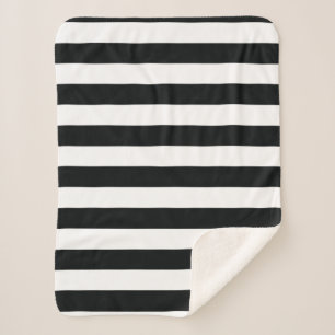 Mydeas Black & White Thick Stripes Sherpa Blanket