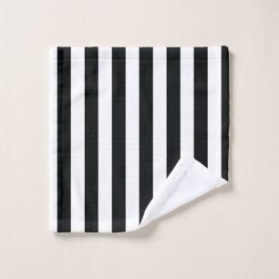 Mydeas   Black & White Thick Stripes Wash Cloth