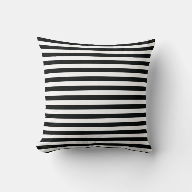 Mydeas | Black & White Thin Stripes Cushion (Front)