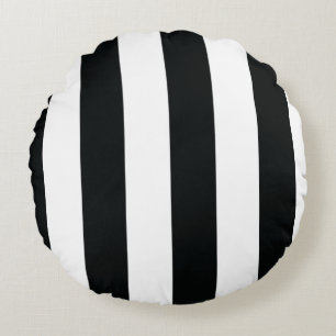 Mydeas   Black & White Wide Stripes Round Cushion