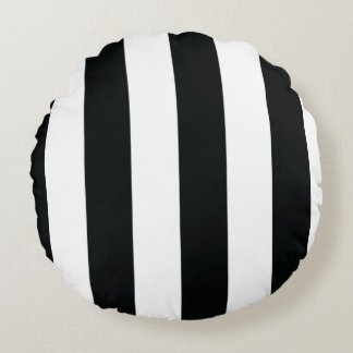 Mydeas | Black & White Wide Stripes Round Cushion