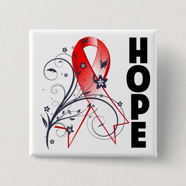 Myelodysplastic Syndromes Floral Hope Ribbon 15 Cm Square Badge (Front)