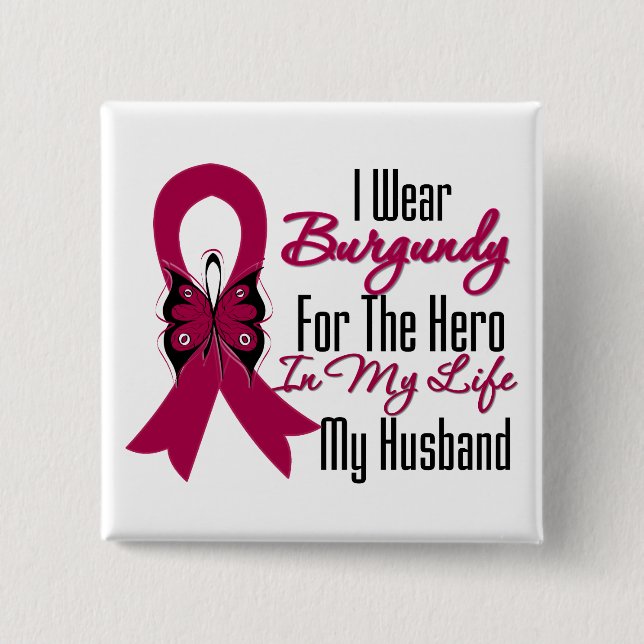Myeloma Ribbon Hero My Husband 15 Cm Square Badge (Front)