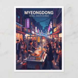 Myeongdong Street Food Alley Seoul South Korea Postcard